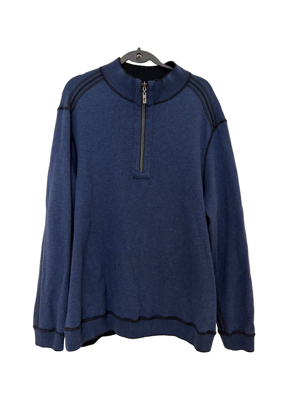 Tommy Bahama Reversible Quarter Zip Pullover Men’s Navy Black Sweater  L/XL